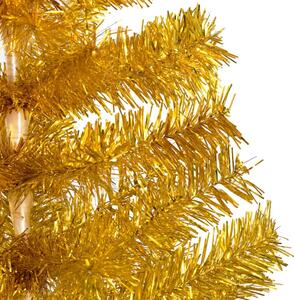 Brad Crăciun pre-iluminat cu set globuri, auriu, 120 cm, PET