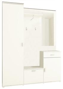 Set mobilier hol cuier , alb ,modern,145 cm lungime ,cu dulap, Bortis Impex