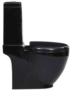 Vas WC toaletă baie, negru, ceramică, rotund, flux inferior