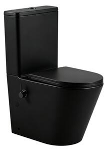 Erga Tina, Vas combinat WC 620x365x820 mm, Fără ramă + funcție bideu + capac WC, negru mat, ERG-V03-TINA-RIM-BID-BK