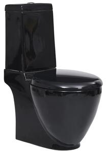 Vas WC toaletă baie, negru, ceramică, rotund, flux inferior