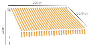 Copertina de soare Outsunny pliabila, impermeabila, Portocaliu, Alb, 3×2.5m | Aosom RO