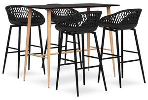 Set mobilier de bar, 5 piese, negru