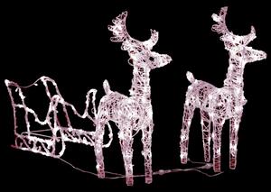 Decorațiune de Crăciun reni și sanie 160 LED-uri 130 cm acril