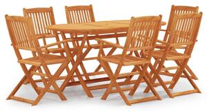 Set mobilier de exterior pliabil, 7 piese, lemn masiv eucalipt