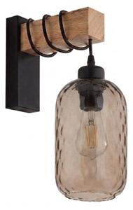 Brilagi - Aplica de perete WOOD GLASS 1xE27/60W/230V pin/negru/maro fumuriu