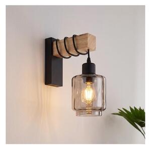 Brilagi - Aplica de perete WOOD GLASS 1xE27/60W/230V pin/negru/bej fumuriu
