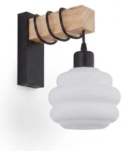 Brilagi - Aplica de perete WOOD GLASS 1xE27/60W/230V pin/negru/alb