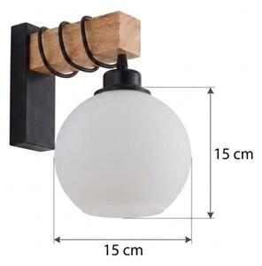 Brilagi - Aplica de perete WOOD GLASS 1xE27/60W/230V pin/negru/alb
