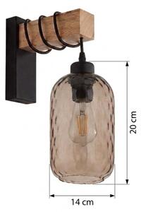 Brilagi - Aplica de perete WOOD GLASS 1xE27/60W/230V pin/negru/maro fumuriu