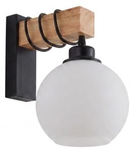 Brilagi - Aplica de perete WOOD GLASS 1xE27/60W/230V pin/negru/alb
