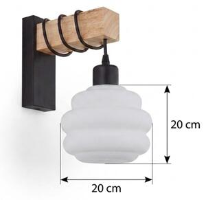 Brilagi - Aplica de perete WOOD GLASS 1xE27/60W/230V pin/negru/alb