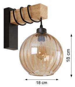 Brilagi - Aplica de perete WOOD GLASS 1xE27/60W/230V pin/negru/maro fumuriu