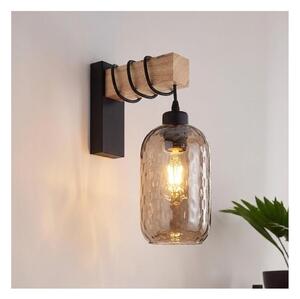 Brilagi - Aplica de perete WOOD GLASS 1xE27/60W/230V pin/negru/maro fumuriu