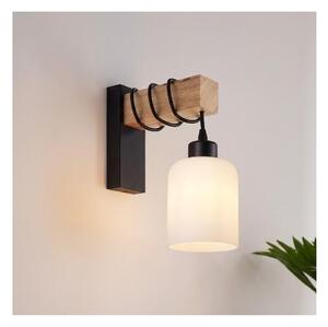 Brilagi - Aplica de perete WOOD GLASS 1xE27/60W/230V pin/negru/alb