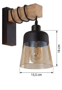 Brilagi - Aplica de perete WOOD GLASS 1xE27/60W/230V pin/negru/maro fumuriu