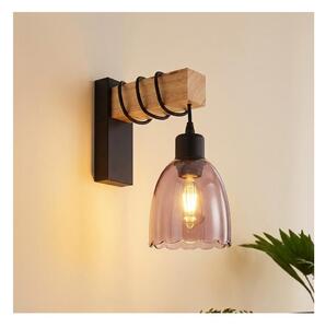 Brilagi - Aplică de perete WOOD GLASS 1xE27/60W/230V pin/negru/bej fumuriu