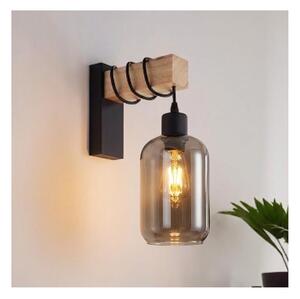 Brilagi - Aplica de perete WOOD GLASS 1xE27/60W/230V pin/negru/gri fumuriu