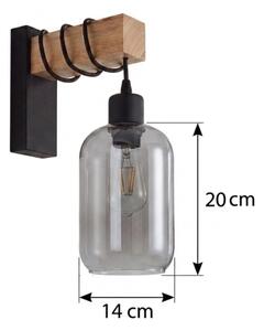 Brilagi - Aplica de perete WOOD GLASS 1xE27/60W/230V pin/negru/gri fumuriu