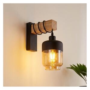 Brilagi - Aplica de perete WOOD GLASS 1xE27/60W/230V pin/negru/maro fumuriu