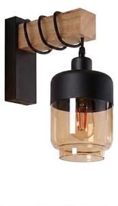 Brilagi - Aplica de perete WOOD GLASS 1xE27/60W/230V pin/negru/maro fumuriu