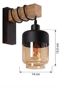 Brilagi - Aplica de perete WOOD GLASS 1xE27/60W/230V pin/negru/maro fumuriu