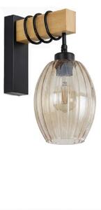 Brilagi - Aplica de perete WOOD GLASS 1xE27/60W/230V pin/negru/bej fumuriu