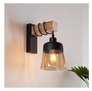 Brilagi - Aplica de perete WOOD GLASS 1xE27/60W/230V pin/negru/maro fumuriu