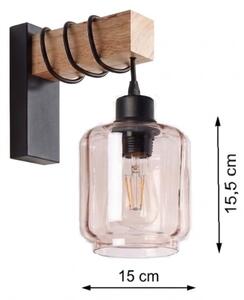 Brilagi - Aplica de perete WOOD GLASS 1xE27/60W/230V pin/negru/bej fumuriu