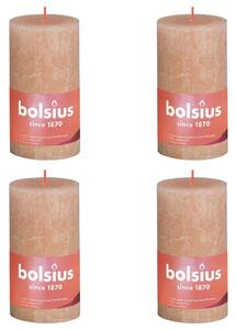 Bolsius Lumânări bloc rustice Shine, 4 buc., roz cețos, 130x68 mm 103668790304
