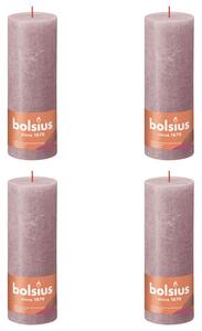 Bolsius Lumânări bloc rustice Shine, 4 buc., roz cenușiu, 190x68 mm 103668850339