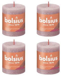 Bolsius Lumânări bloc rustice Shine, 4 buc., roz cenușiu, 80x68 mm 103668780339