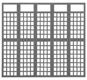 Separator cameră 5 panouri negru 201,5x180 cm nuiele/lemn brad