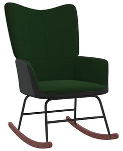 Scaun balansoar, verde închis, catifea și PVC