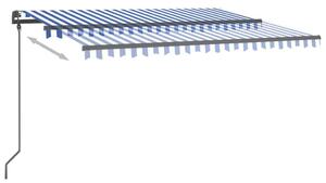 Copertină retractabilă manual cu LED, albastru & alb, 4x3,5 m