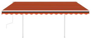 Copertină retractabilă manual & stâlpi, portocaliu/maro 4,5x3 m