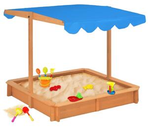 Cutie de nisip cu acoperiș ajustabil, 115x115x115 cm, lemn brad