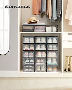Organizator pentru pantofi MARI, 18 compartimente, transparent/negru SongmicsHome