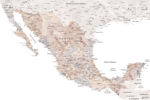 Harta Map of Mexico in neutral watercolor, Blursbyai, (40 x 26.7 cm)