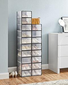 Organizator pentru pantofi MARI, 18 compartimente, transparent/negru SongmicsHome