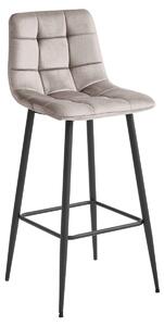 Scaun de bar cu picioare negre ARCETO VELVET, bej