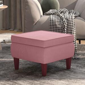 Scaun cu picioare din lemn, roz, catifea