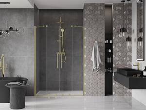 Mexen Velar Duo ușă de duș culisantă 140 cm, transparent, auriu cu aspect periat - 871-140-000-02-55