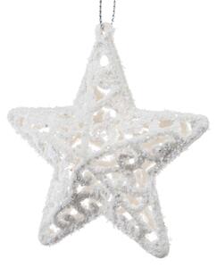 Ornament de Crăciun Carlita Star alb, 8 x 8 x 1,5cm, plastic