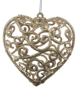 Ornament de Crăciun Carlita Heart aur, 10 x 10 x 2cm, plastic