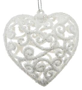 Ornament de Crăciun Carlita Heart alb, 10 x 10 x 2cm, plastic