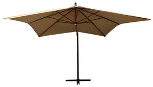 Umbrelă de soare suspendată stâlp din lemn 300 cm gri taupe