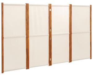 Paravan de cameră cu 4 panouri, alb crem, 280x180 cm