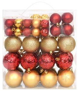 Set globuri de Crăciun, 70 piese, auriu și roșu