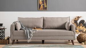 Canapea cu 3 locuri Bella, MDF/lemn/poliester, crem, 208 x 85 x 81 cm